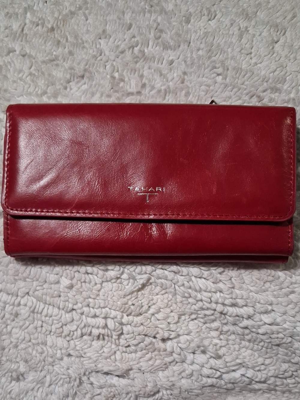 T Tahari Red Leather Clutch Wallet